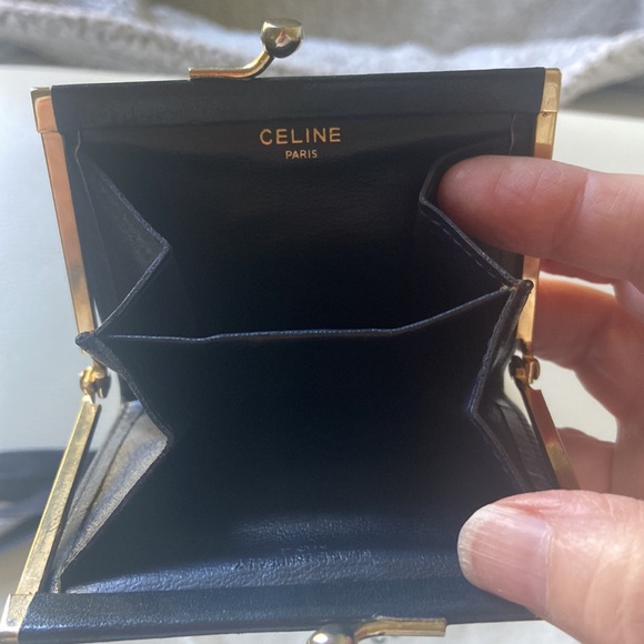 Céline Navy Coated Canvas/Leather Coin, AirTag, AirPod, wallet - Picture 3 of 7